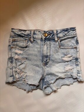 American Eagle Washed Light Blue Stretch Denim Shorts